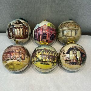 Vtg Old City Park Dallas Tx Ornaments Heritage Memory Balls Set 1980-84, 86 Chri